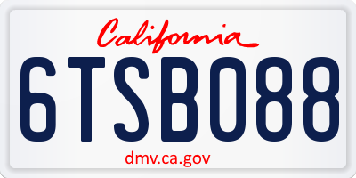 CA license plate 6TSB088