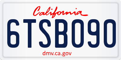 CA license plate 6TSB090