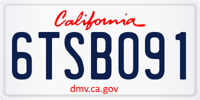 CA license plate 6TSB091