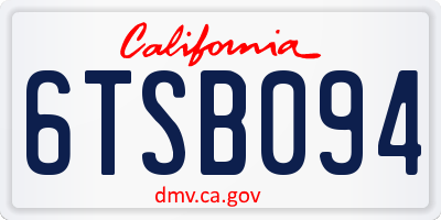 CA license plate 6TSB094