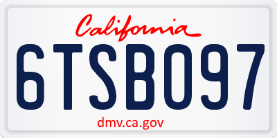 CA license plate 6TSB097