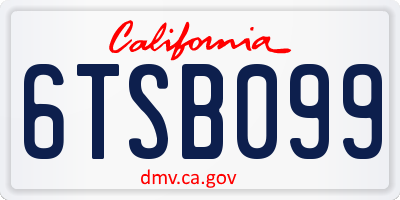 CA license plate 6TSB099