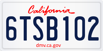 CA license plate 6TSB102