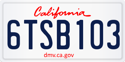 CA license plate 6TSB103