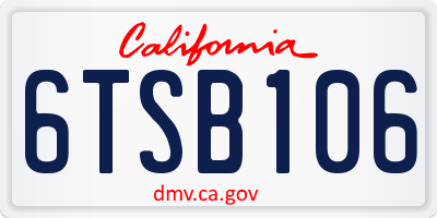 CA license plate 6TSB106