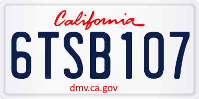 CA license plate 6TSB107