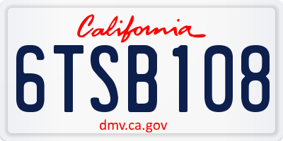 CA license plate 6TSB108