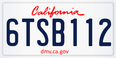 CA license plate 6TSB112