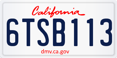 CA license plate 6TSB113