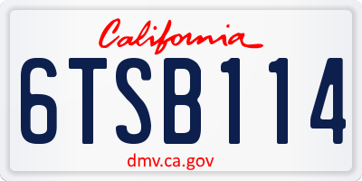 CA license plate 6TSB114