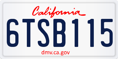 CA license plate 6TSB115