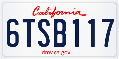 CA license plate 6TSB117