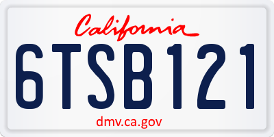 CA license plate 6TSB121