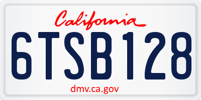 CA license plate 6TSB128