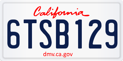 CA license plate 6TSB129