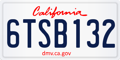 CA license plate 6TSB132
