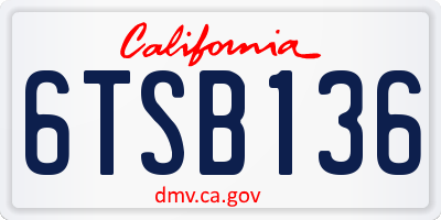 CA license plate 6TSB136