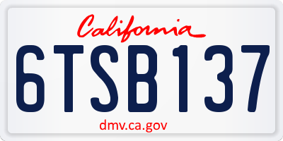 CA license plate 6TSB137
