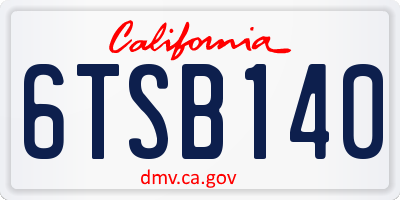 CA license plate 6TSB140