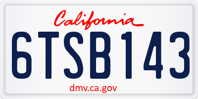 CA license plate 6TSB143
