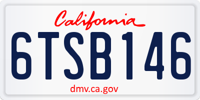 CA license plate 6TSB146