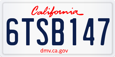 CA license plate 6TSB147