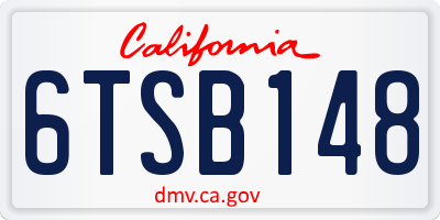 CA license plate 6TSB148