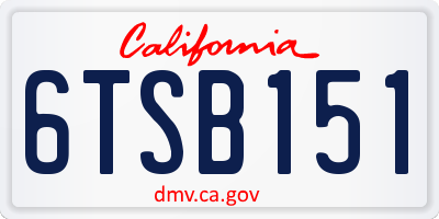 CA license plate 6TSB151