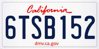 CA license plate 6TSB152
