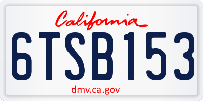 CA license plate 6TSB153