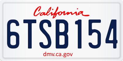 CA license plate 6TSB154