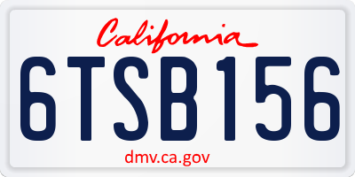 CA license plate 6TSB156