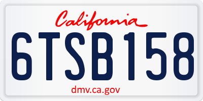 CA license plate 6TSB158