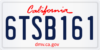 CA license plate 6TSB161