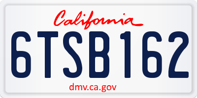 CA license plate 6TSB162