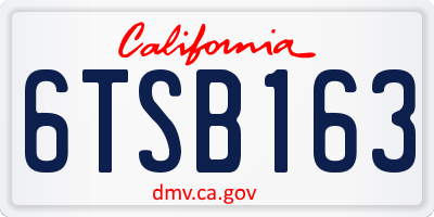 CA license plate 6TSB163