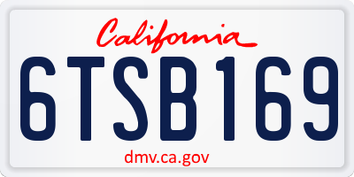 CA license plate 6TSB169