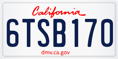 CA license plate 6TSB170