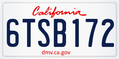 CA license plate 6TSB172