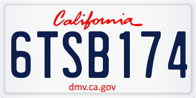 CA license plate 6TSB174