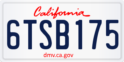 CA license plate 6TSB175