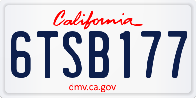 CA license plate 6TSB177