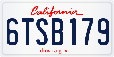CA license plate 6TSB179
