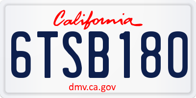 CA license plate 6TSB180