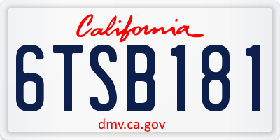 CA license plate 6TSB181