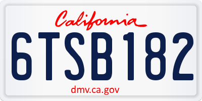 CA license plate 6TSB182
