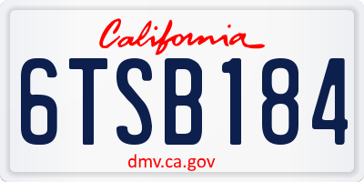 CA license plate 6TSB184