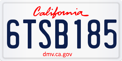 CA license plate 6TSB185