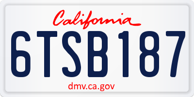 CA license plate 6TSB187