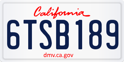 CA license plate 6TSB189